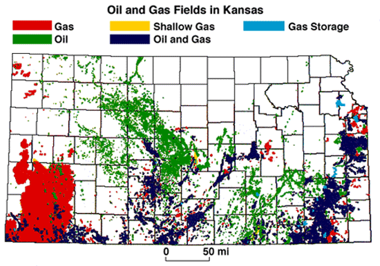 Map of Oil & Gas Fields in Kansas